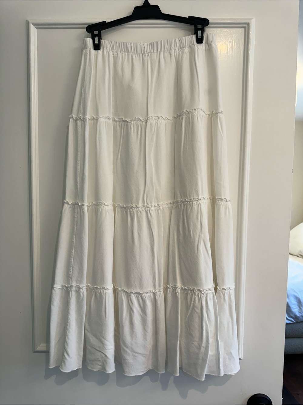 Brandy Melville White Tiered Maxi Skirt